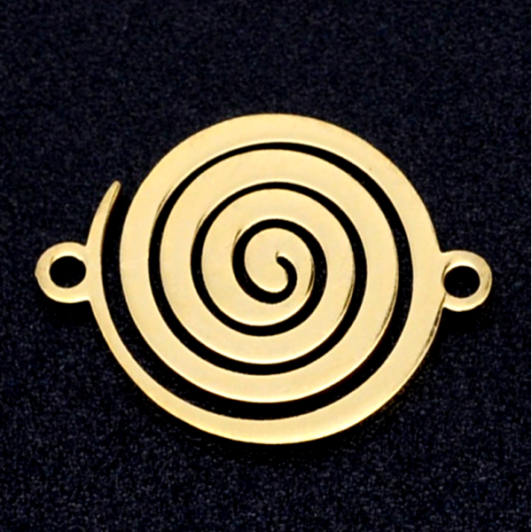 Pendentifs Connecteur Spirale 18mm – Acier Inoxydable Doré PVD