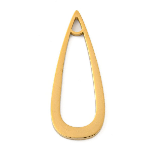 Pendentif Goutte 25 mm – Acier Inox 304 Doré – Placage Ionique (IP)