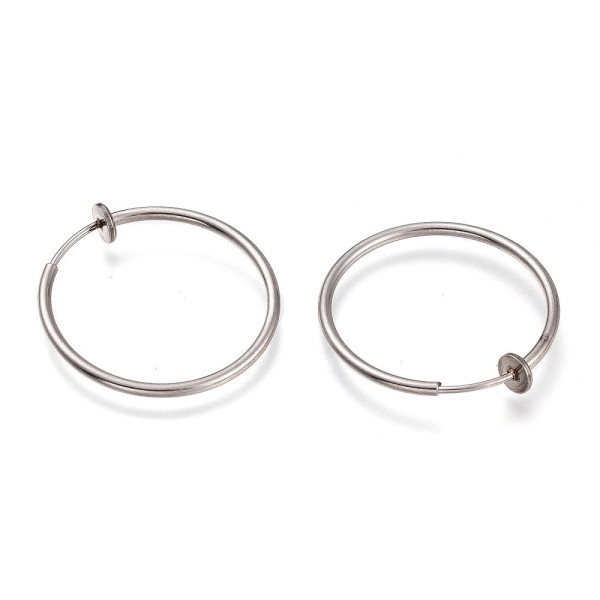 Créoles Clips 60 par 2mm – Acier Inoxydable 304 Argenté