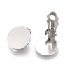 Supports de boucles d’oreilles clips – Plateau lisse 14 mm – Acier inoxydable finition argentée