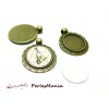 Pendentifs Feuille Art Déco 18mm Bronze + 5 Cabochons Verre 18mm