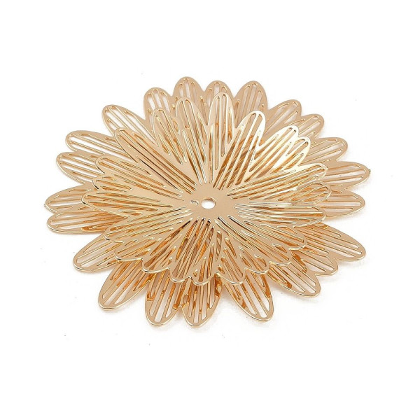 Estampes Double Fleurs Stylisées 41 mm – Métal Doré