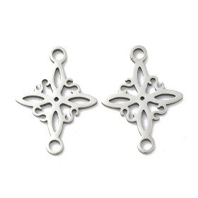 Pendentifs Connecteur Losange 19mm – Acier Inoxydable 304 Argenté