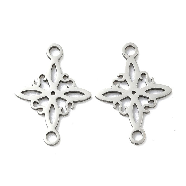 Pendentifs Connecteur Losange 19mm – Acier Inoxydable 304 Argenté