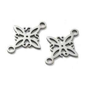 Pendentifs Connecteur Losange 19mm – Acier Inoxydable 304 Argenté