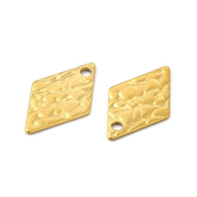 Pendentifs Losange Martelé 16 mm – Acier Inox 304 Doré à l'Or Fin 18K – Placage IONIQUE (IP)