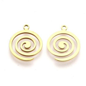 Pendentifs Spirale, Vortex 15 mm – Acier Inoxydable Doré