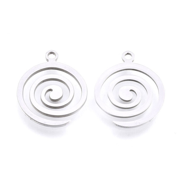 Pendentifs Spirale Vortex 15 mm – Acier Inox Argenté
