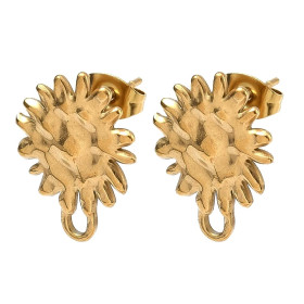 Boucles d'oreilles Puce Soleil Martelée avec attache 14mm – Acier inoxydable 304 Doré 18K IONIQUE