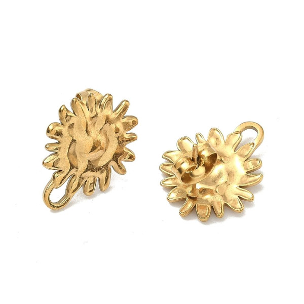 Boucles d'oreilles Puce Soleil Martelée avec attache 14mm – Acier inoxydable 304 Doré 18K IONIQUE