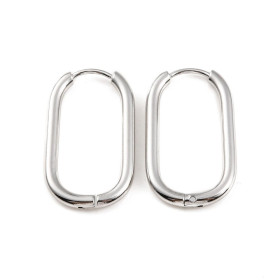 Créoles Ovales Rectangle 26.5 mm – Épaisseur 2.5 mm – Acier Inoxydable 304 – Finition Argentée