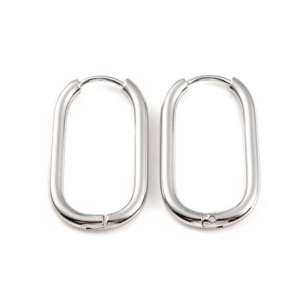 Créoles Ovales Rectangle 26.5 mm – Épaisseur 2.5 mm – Acier Inoxydable 304 – Finition Argentée