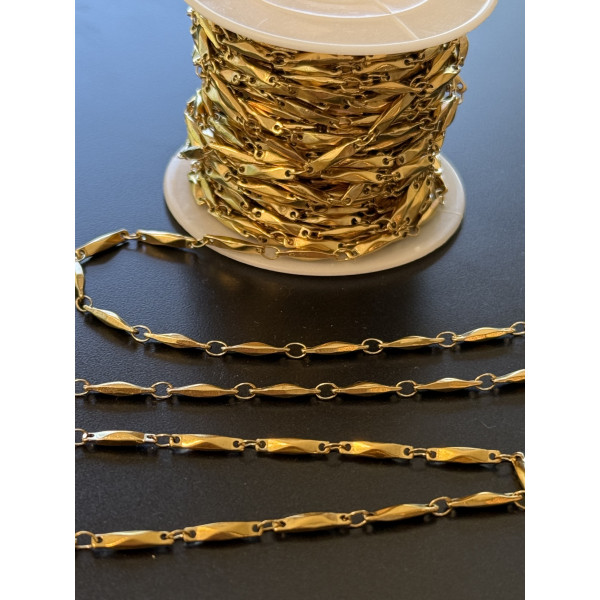 Chaîne maille fantaisie Tige 11mm – Acier Inoxydable 304 Doré, placage IONIQUE