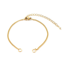 Bracelets Intercalaire Maille classique avec Chaîne de Confort – Acier Inox 304 – Doré