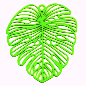 Estampes pendentif filigrane Feuille exotique Monsterra 49mm Vert