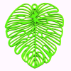 Estampes pendentif filigrane Feuille exotique Monsterra 49mm Vert