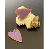 Pendentifs Sequins Résine Émaillée Cœur Violet 29mm Métal Doré