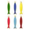 Pendentifs Résine Émaillée Long Poisson VERT 38mm, Métal Doré