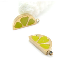 Pendentif Tranche de Citron Émaillé 13 mm – Acier Inoxydable 304 Doré à l’Or Fin 18K IONIQUE