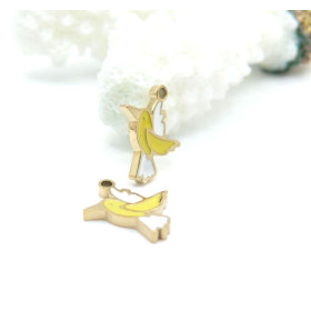 Pendentif Oiseau 13 mm – Résine Émaillée & Acier Inoxydable Doré à l’Or Fin 18K