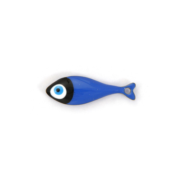 Pendentif  Poisson Émaillé Bleu NUIT 20 mm – Acier Inox 304 Doré à l'Or Fin 18K – Placage PVD