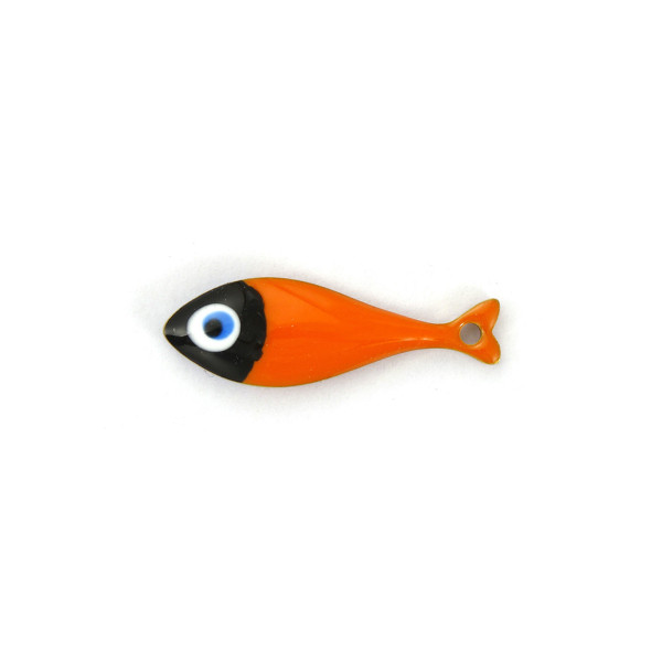 Pendentif  Poisson Émaillé ORANGE 20 mm – Acier Inox 304 Doré à l'Or Fin 18K – Placage PVD