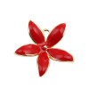 Pendentif Fleur Exotique en Résine Émaillée ROUGE 24 mm – Cuivre Doré à l'Or Fin 18K