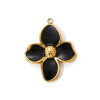 Pendentif Fleur Exotique Noire 32 mm – Acier Inox 304 Doré à l'Or Fin 18K – Placage PVD