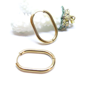 Créoles Ovales 24 x 2.5 mm – Acier Inoxydable 304 Doré à l’or fin 18K – IONIQUE