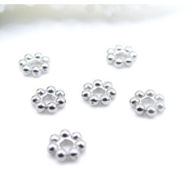 Perles Intercalaires Rondelles Fleurs 4mm– Acier Inoxydable 304 Argenté
