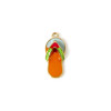 Pendentif Sandale, Tong 19 mm – Résine Émaillée Orange Flashy – Acier Inox 304 Doré à l'Or Fin 14K – Placage PVD