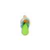 Pendentif Sandale, Tong 19 mm – Résine Émaillée VERT Flashy – Acier Inox 304 Doré à l'Or Fin 14K – Placage PVD