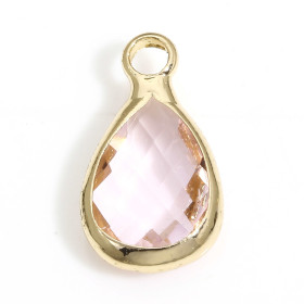 Pendentifs Forme Goutte 14 mm en Verre Facetté – Laiton – Finition Doré