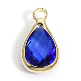 Pendentifs Forme Goutte 14 mm en Verre Facetté – Laiton – Finition Doré