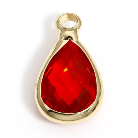 Pendentifs Forme Goutte 14 mm en Verre Facetté – Laiton – Finition Doré