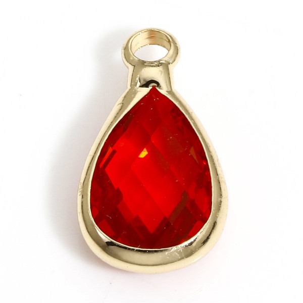 Pendentifs Forme Goutte 14 mm en Verre Facetté – Laiton – Finition Doré