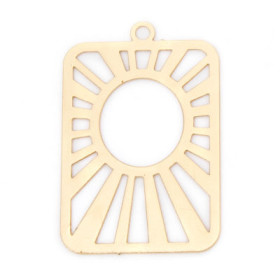 stampes Rectangle avec Soleil Stylisé Psychédélique 29 mm – Métal Doré