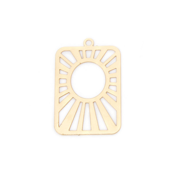 stampes Rectangle avec Soleil Stylisé Psychédélique 29 mm – Métal Doré