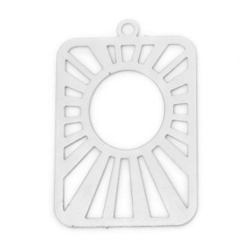 Estampes Rectangle avec Soleil Stylisé Psychédélique 29 mm – Métal Argenté