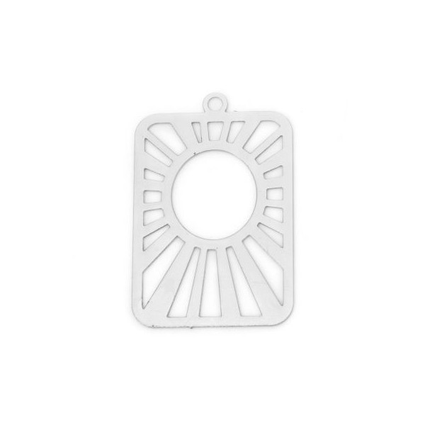 Estampes Rectangle avec Soleil Stylisé Psychédélique 29 mm – Métal Argenté