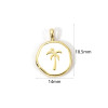 Pendentif avec Anneau Transversal Palmier en Résine Émaillée Blanc 15 mm – Laiton Doré à l'Or Fin 18K
