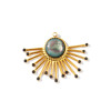 Pendentif Demi-Cercle Soleil en Résine Émaillée 40 mm – Acier Inox 304 Doré à l'Or Fin 18K – Placage PVD