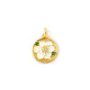Pendentif avec Anneau Fleur en Résine Émaillée 12 mm – Laiton Doré à l'Or Fin 18K