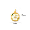 Pendentif avec Anneau Fleur en Résine Émaillée 12 mm – Laiton Doré à l'Or Fin 18K