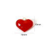 Pendentif Cœur 3D en Résine Émaillée 16 mm – Laiton Doré à l'Or Fin 18K