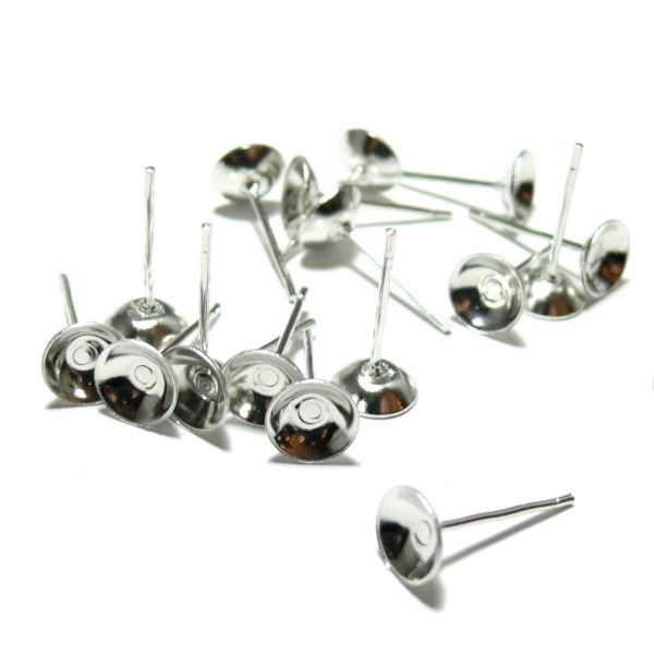 Boucles d’oreille clou puce Forme Coupe 7mm – Laiton Argent Platine