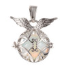 Pendentif Cage Bola de Grossesse Aile d'Ange avec Perle d'Opalite – Laiton – Finition Argentée