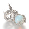 Pendentif Cage Bola de Grossesse Aile d'Ange avec Perle d'Opalite – Laiton – Finition Argentée