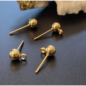 Puces Bille 4mm avec Attache – Acier Inoxydable 316 Doré