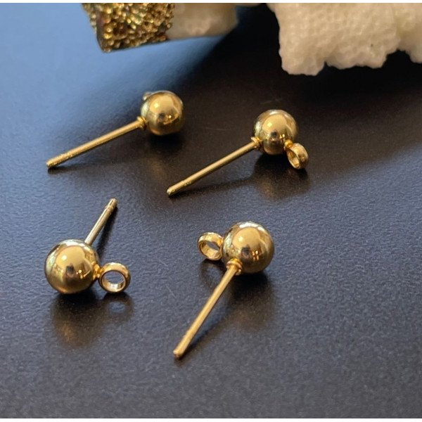 Puces Bille 4mm avec Attache – Acier Inoxydable 316 Doré